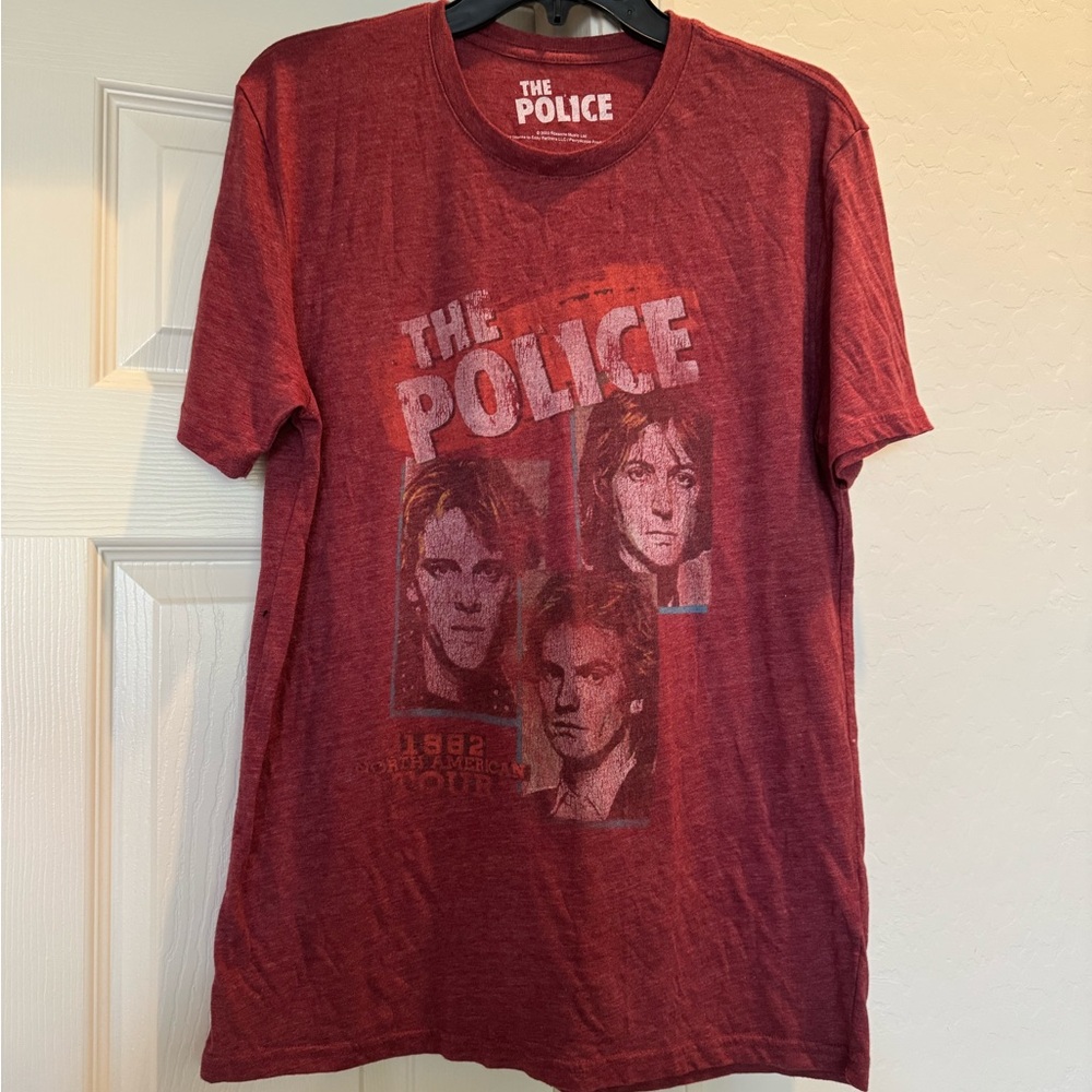THE POLICE LUCKY BRAND 1982 NORTH AMERICAN TOUR RED SHIRT SIZE MEDIUM Sting